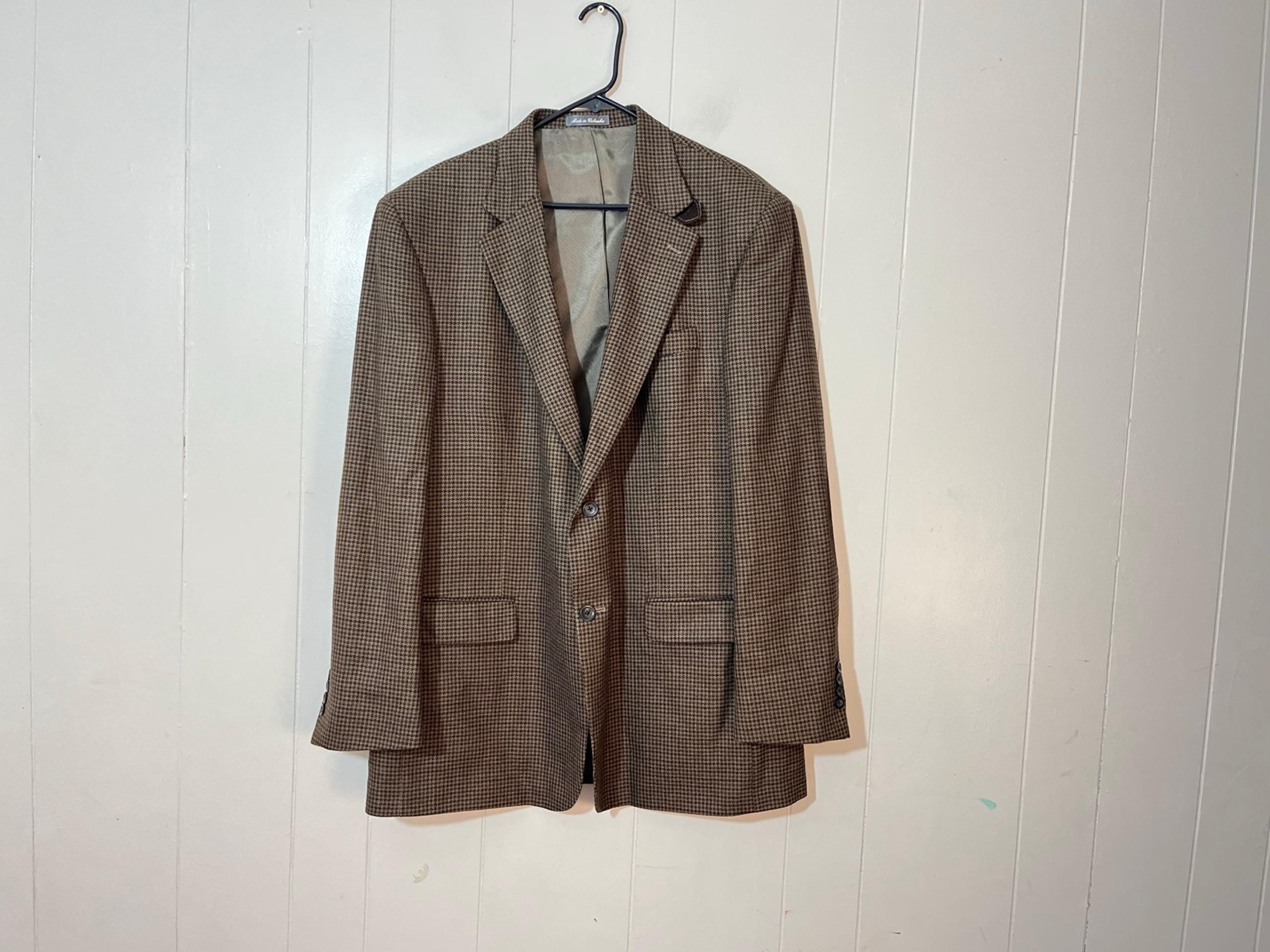 Oscar de la Renta Men's Blazer Sport Coat Elbow Patch Lambswool Brown Size 46L