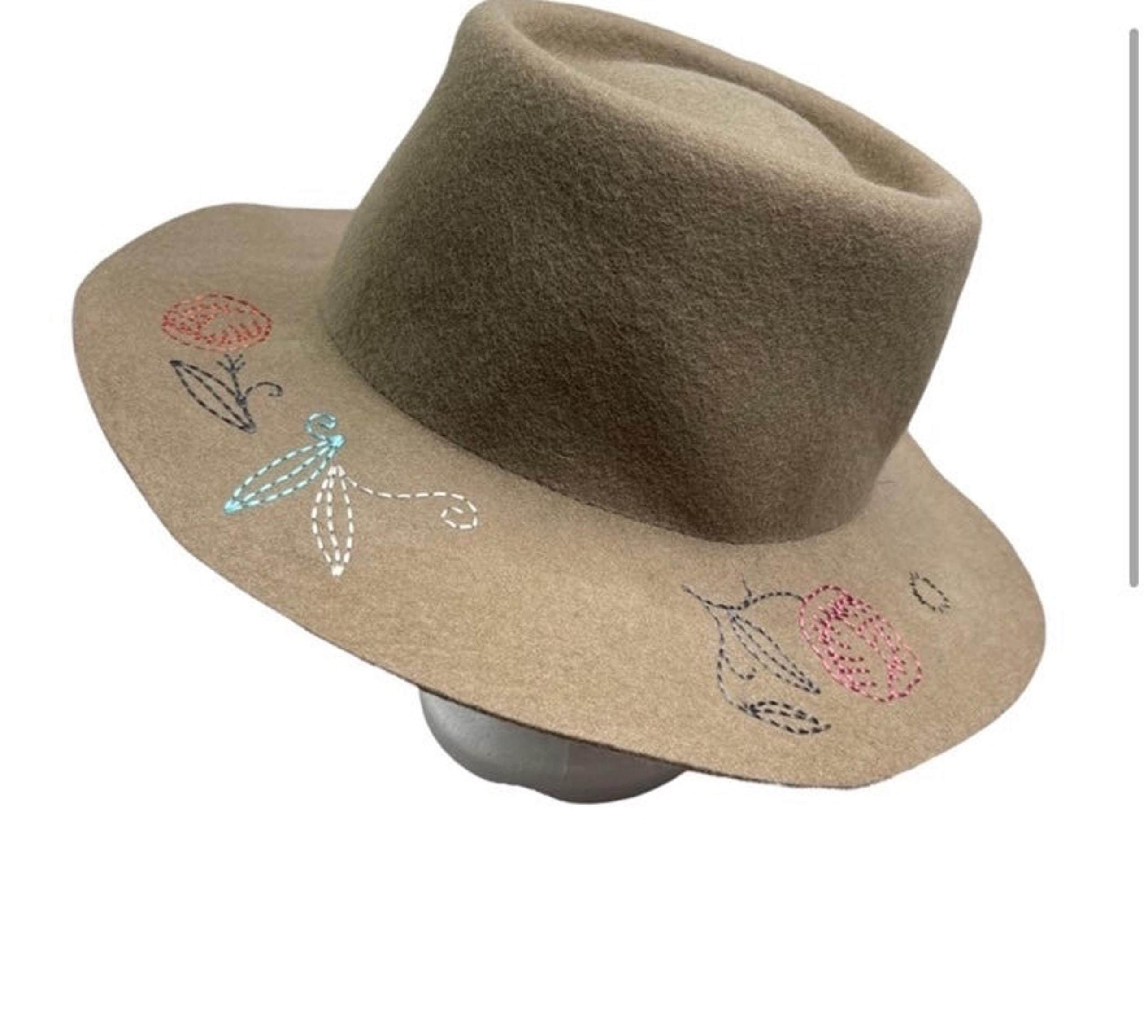 Wide brim floral hat
