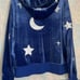 Sz M 2025 Walt Disney World Sorcerer Mickey Blue Zip Up Hoodie Sweatshirt Velvet