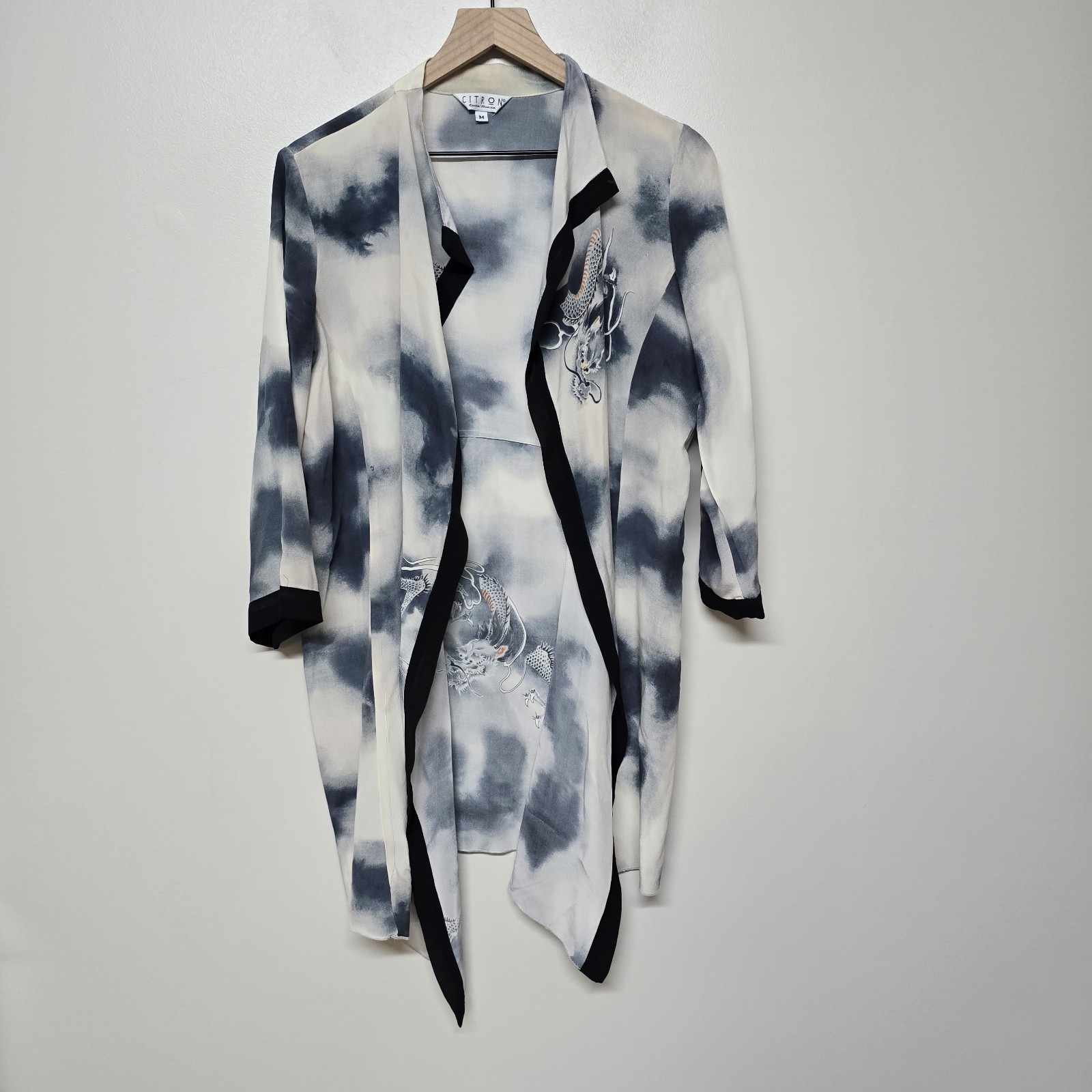 CITRON Santa Monica Multicolor SILK BLEND ORIENTAL TUNIC KIMONO BLOUSE Med