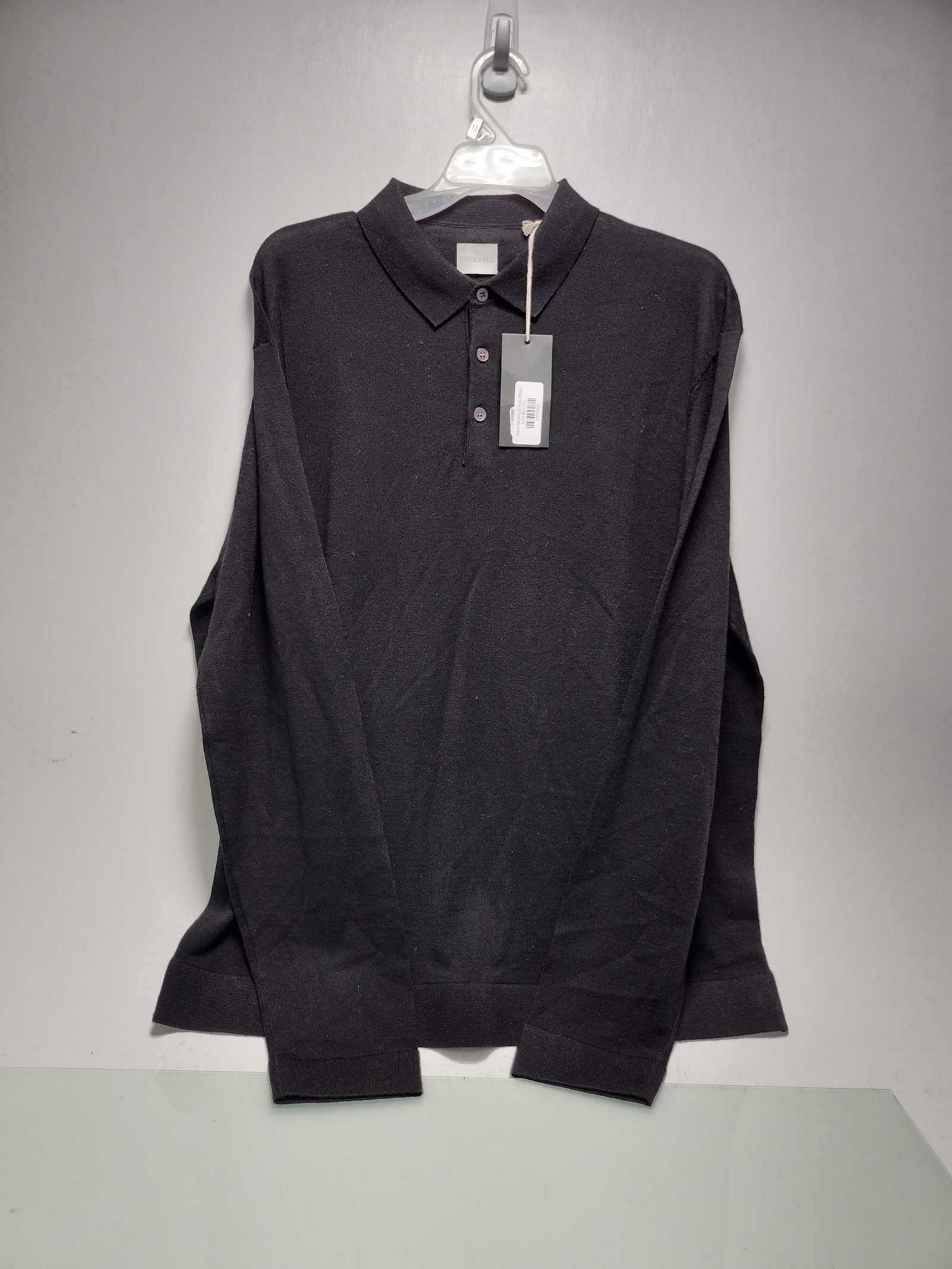 Stitch Note Longsleeve Black Polo Size XXL