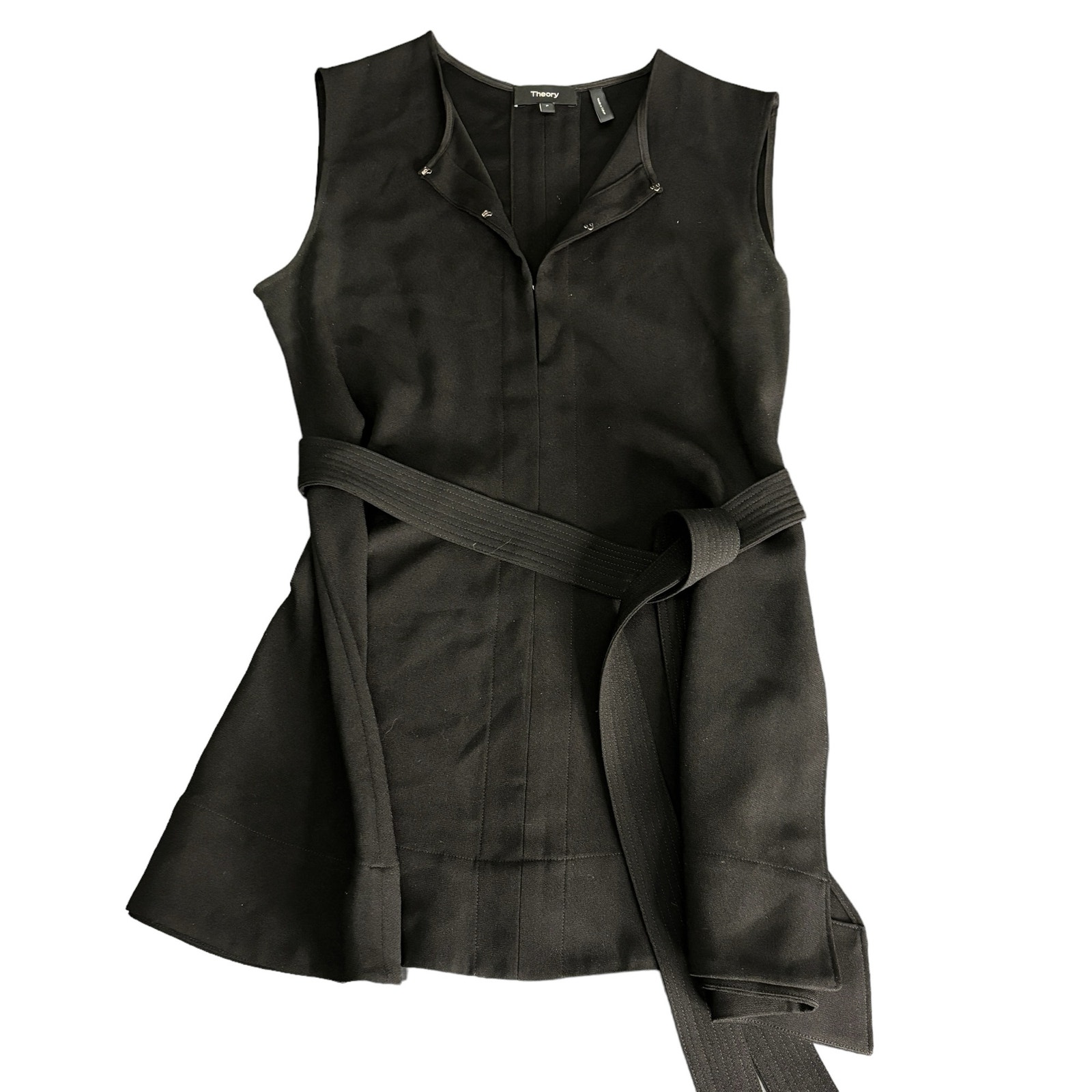 Theory Black Mini Dress Tunic Womens P+ Belted Witchy Retro Whimsygoth gothic