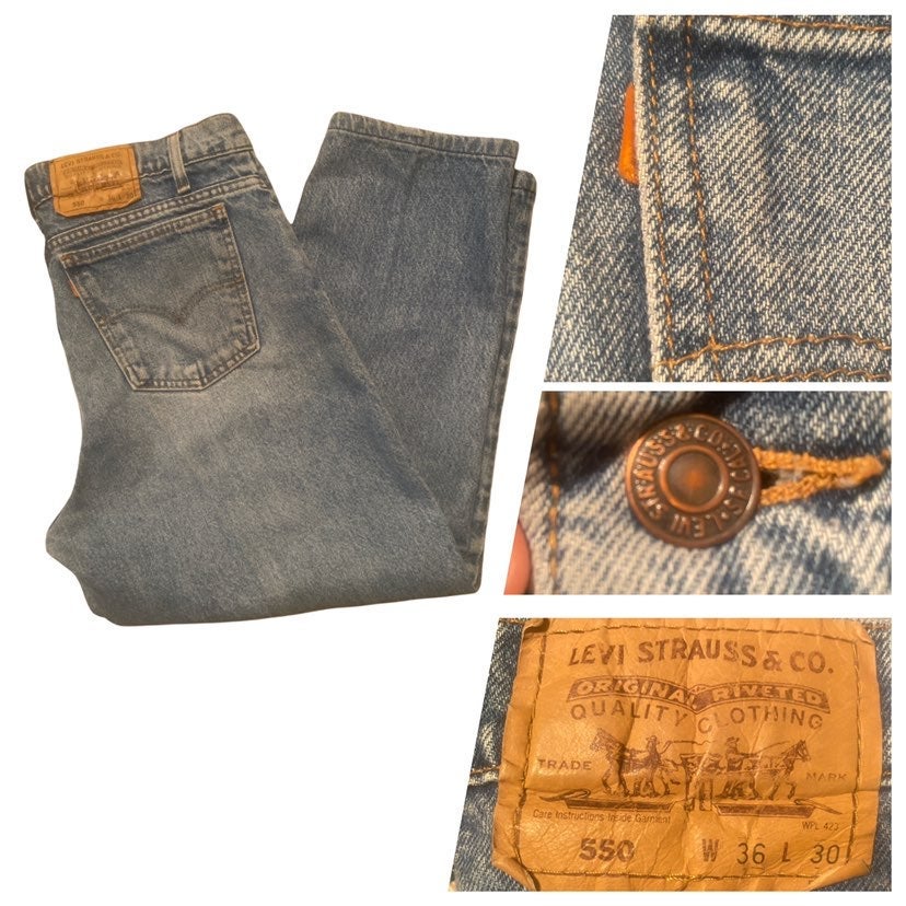1998 Vintage Levi’s 550 Mens Jeans 90s Made In USA Orange Tab 36X30 Tapered Leg