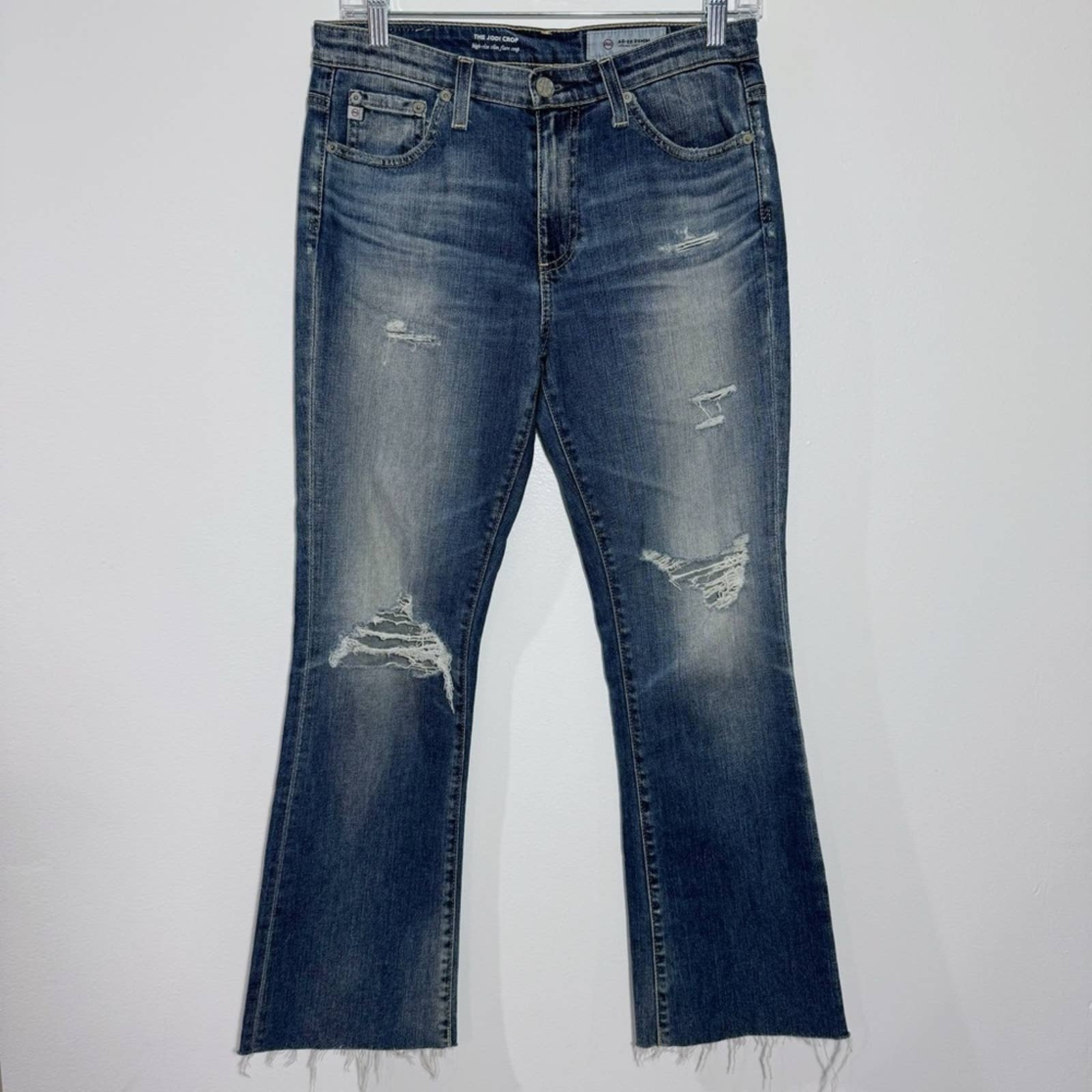 Adriano Goldschmied Jodi Crop High Rise Slim Flare Cutoff Denim Ag-ed Denim 26