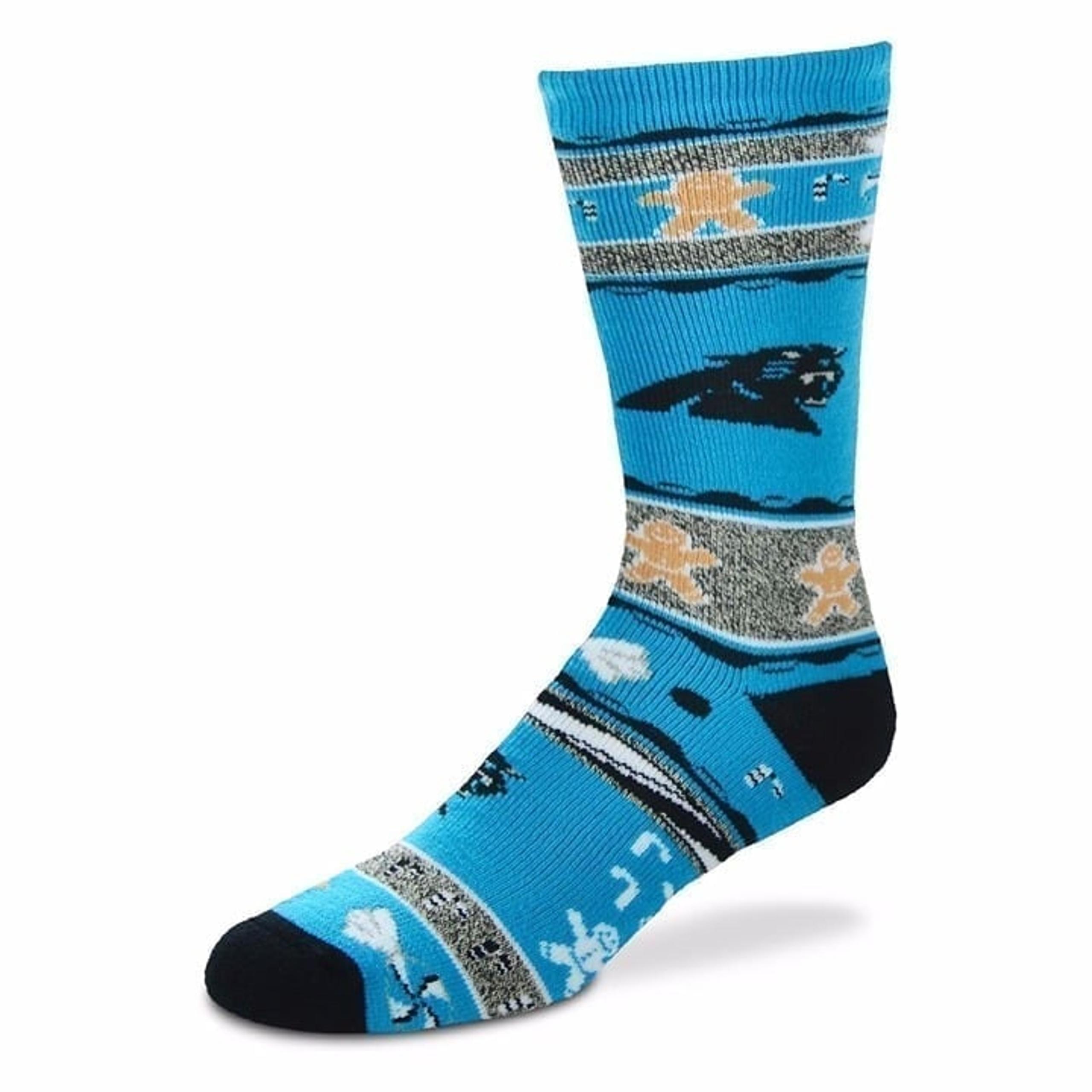 Carolina Panthers Christmas Theme Unisex Crew Cut Socks - Medium