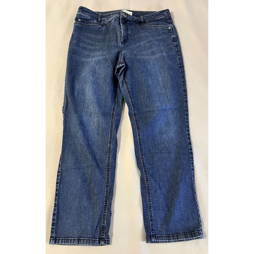 J.Jill Denim Smooth Fit Slim Ankle Blue Jeans High Rise Sz16 Petite Cotton Blend