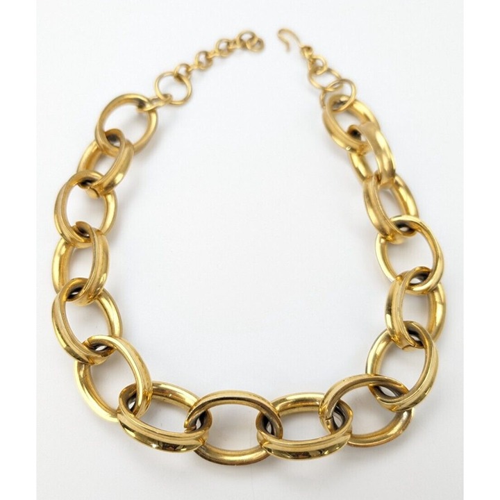 Vintage Chunky Heavy Monet Gold Tone 1.25 Links Adjustable Chain Necklace
