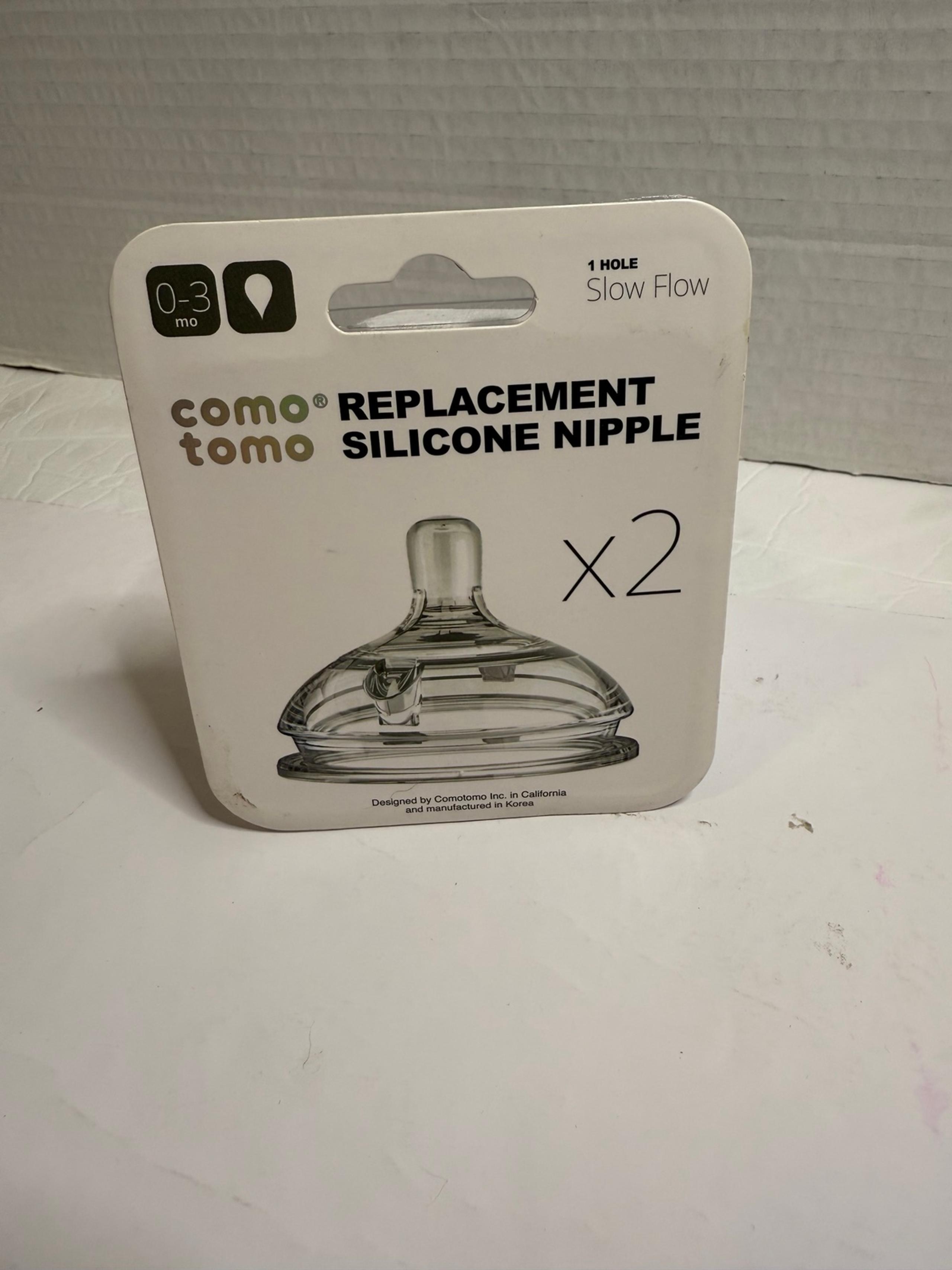 Comotomo Silicone Replacement Nipple, Slow Flow, 0-3 Months, 2 Count(Pack of 2)