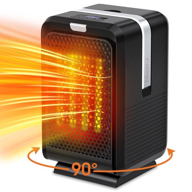 Melliful Electric Space Heater, 1500W Portable Desktop Heater, Mini Heater Fan f