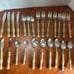 Vintage old homestead wood handle lot of 24 flatware