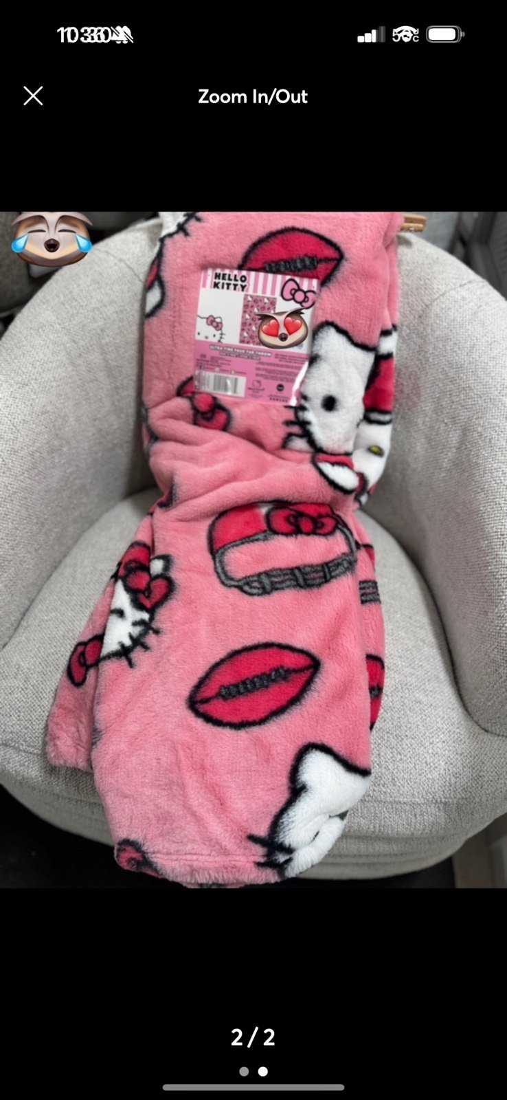 Hello Kitty pink faux fur sport football blanket brand new