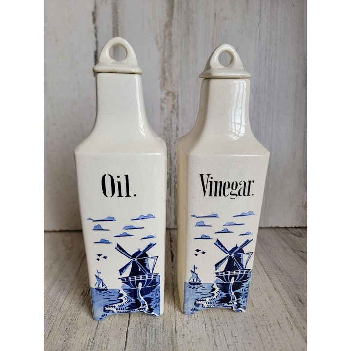Vintage vinegar oil windmill ceramic bottle Germany set kitchen