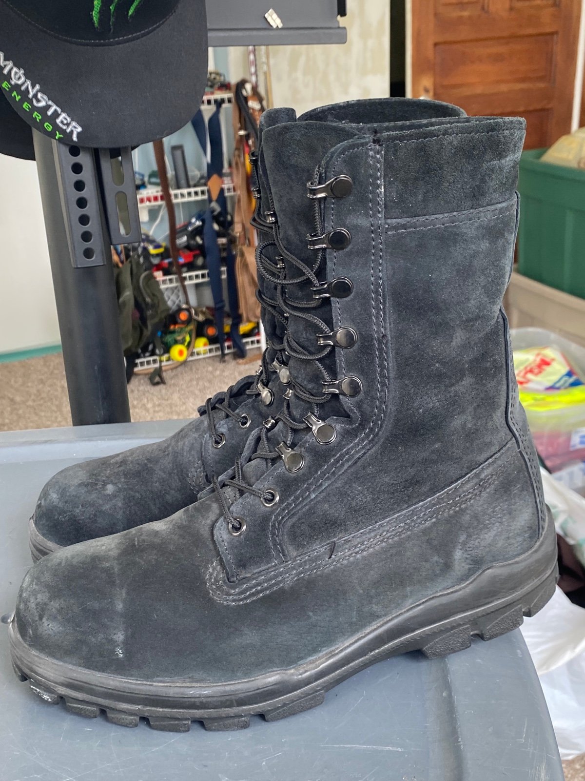 Bates DuraShock 9 Steel Toe Work Boots US Navy Suede Men's Size 9.5 M EO1421
