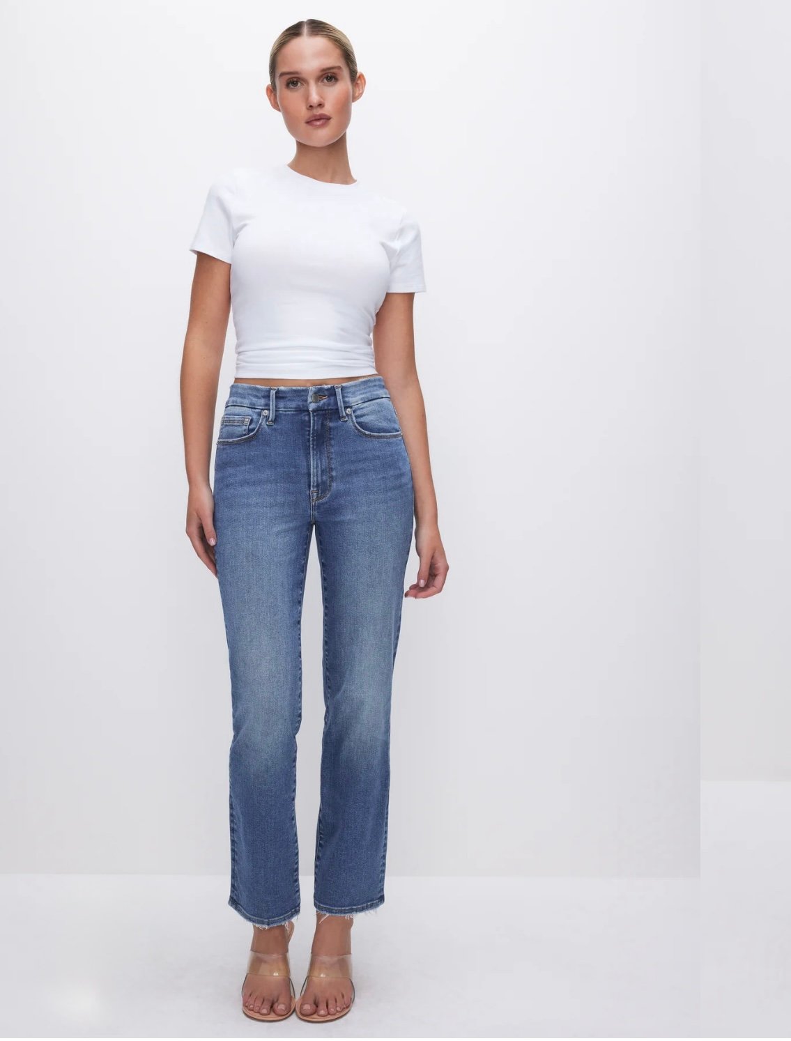Good American Blue Straight Leg Jeans