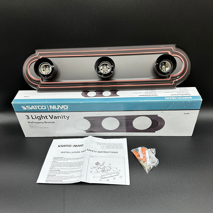 Satco Nuvo 3 Light Vanity Mahogany Bronze Light Fixture W18 Open Box