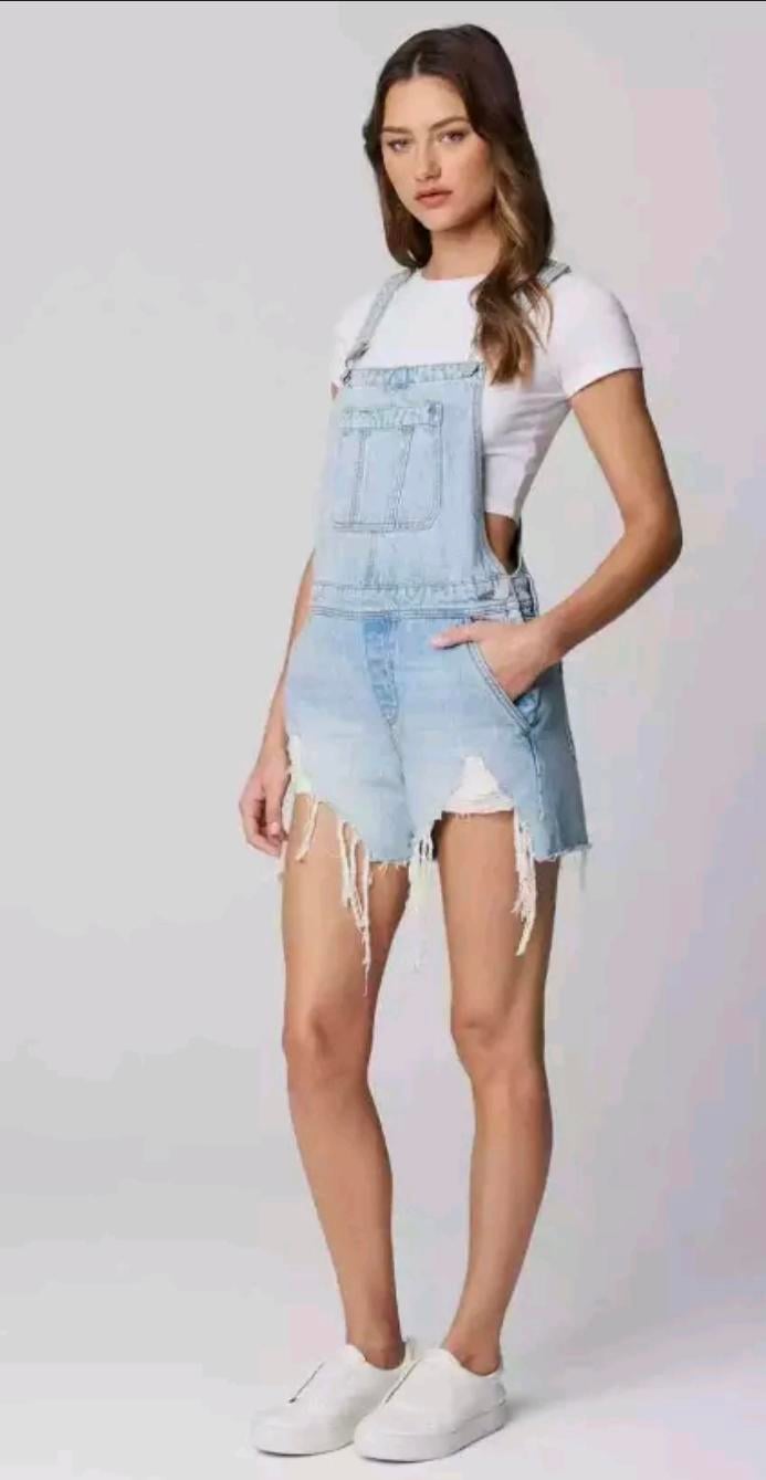 Blank NYC Denim Distressed Shorts Overalls NWT