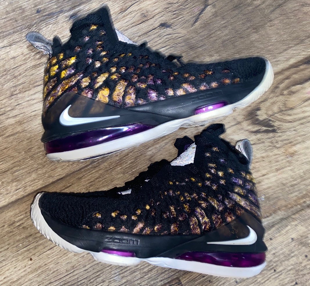 Nike LeBron 17 Shoes in Black/Eggplant/Amarillo/White