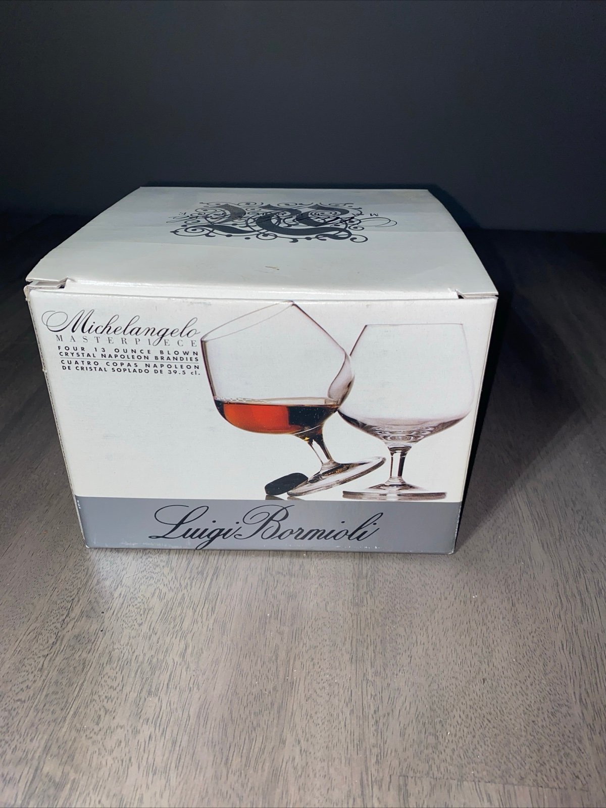 Vintage 4 Michelangelo 13 Ounce Blown Crystal Napolean Brandies Barware In Box