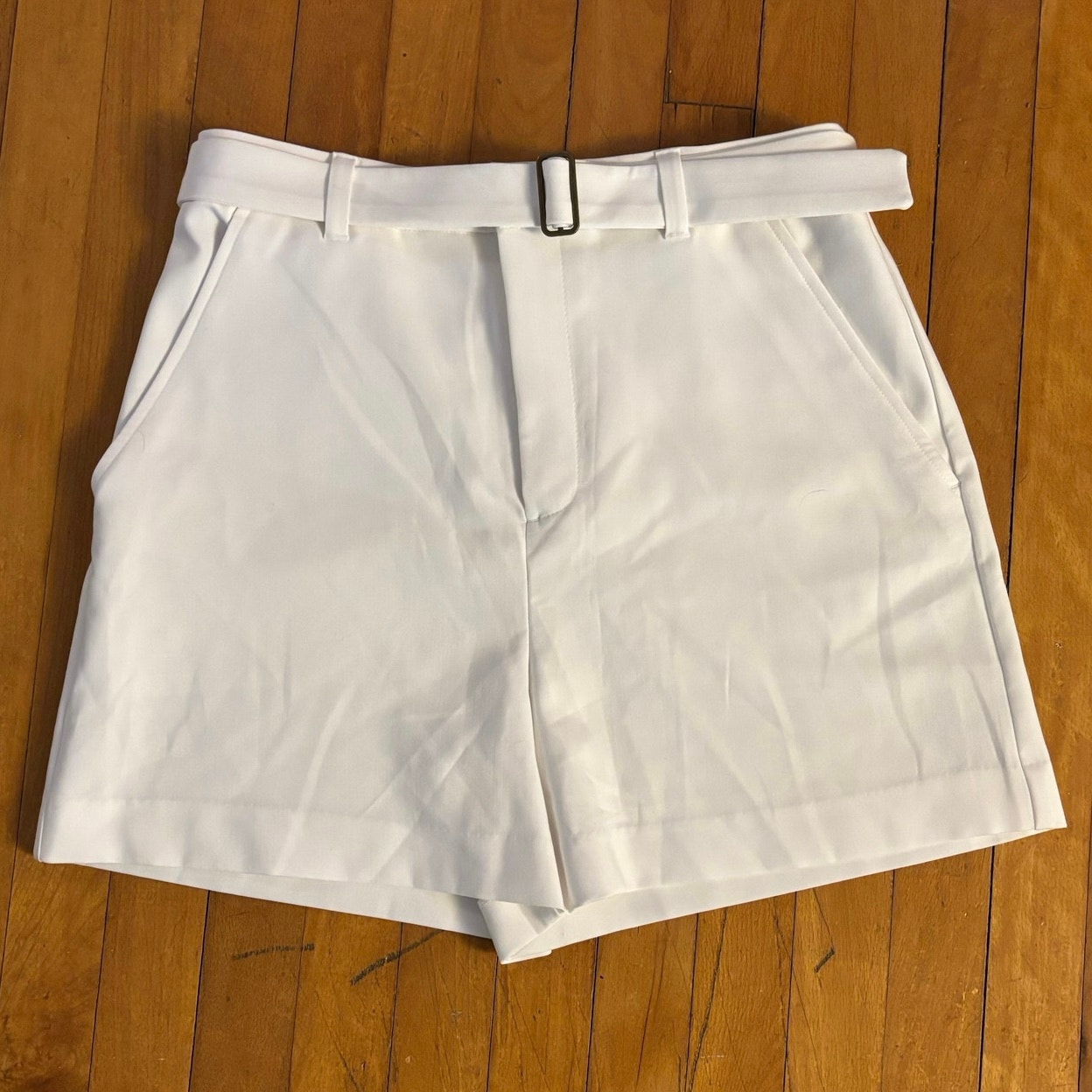 Banana Republic Factory Size 10 Belted Shorts White High Waisted Rise 4” Inseam