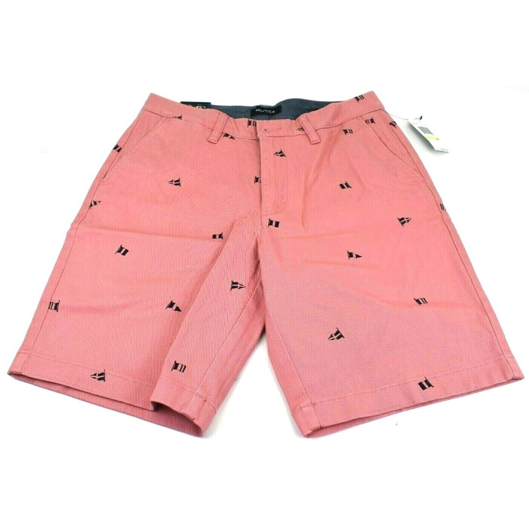 Nautica Men's Salmon Stretch Classic Fit Sailing Flags Deck Shorts Size 30 NWT