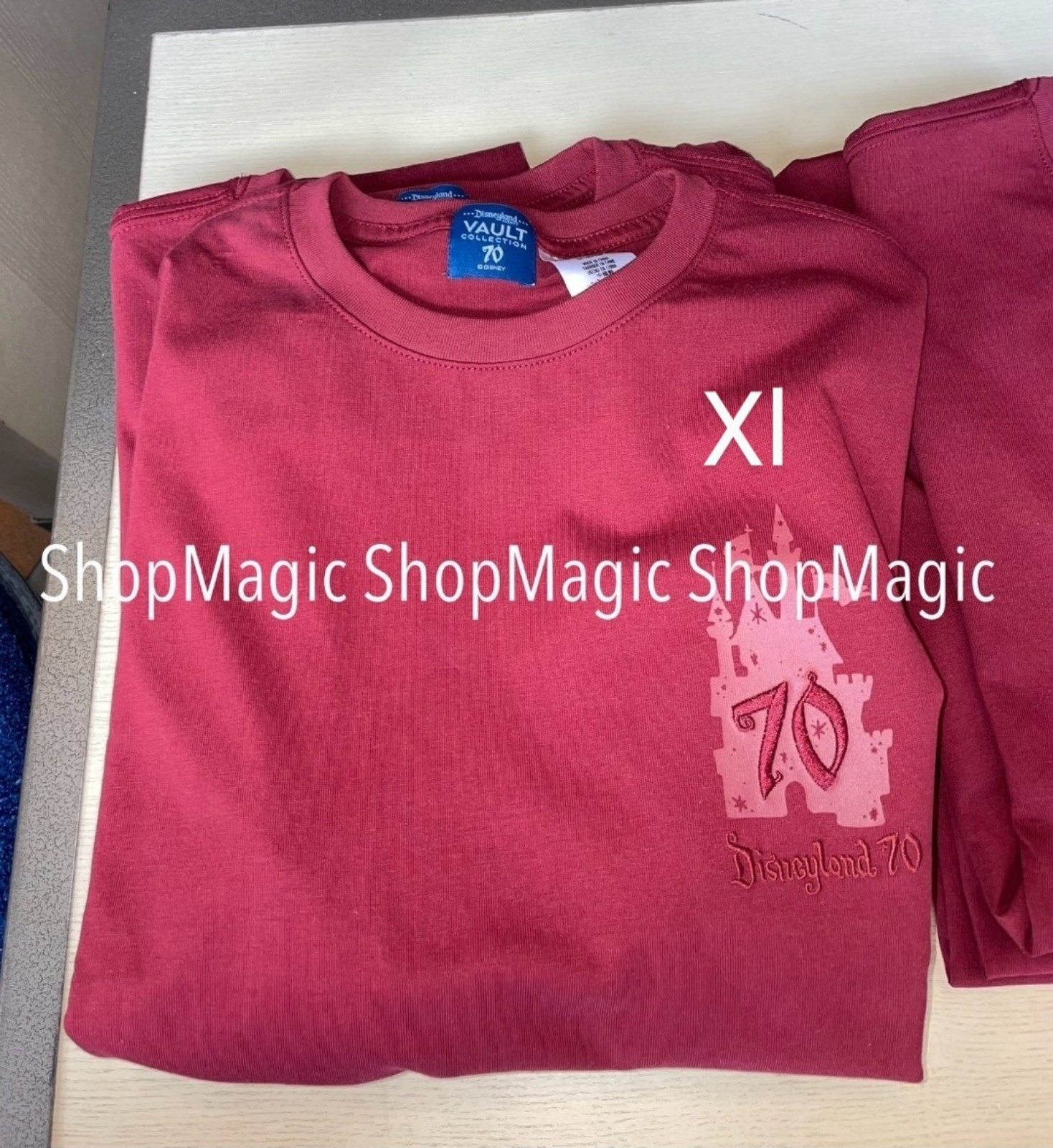 Disney Parks Disneyland 70th Anniversary Castle Red T-Shirt
