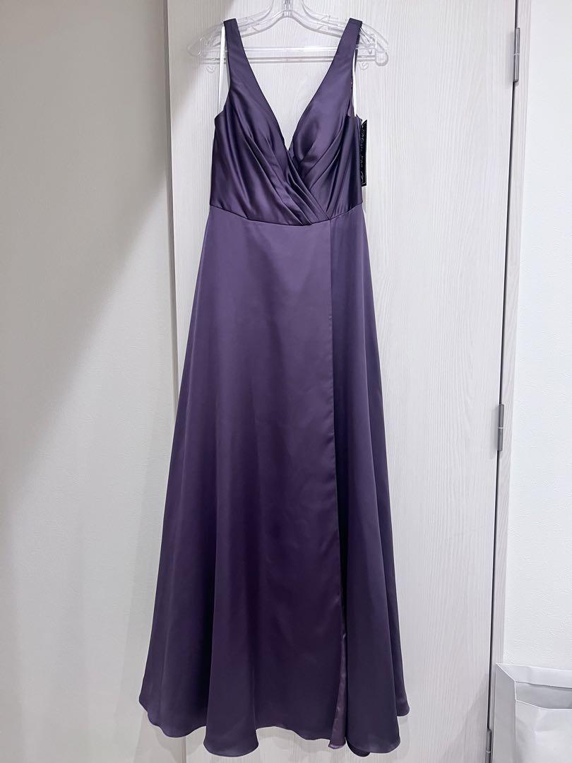 Purple V-neck Long Dress