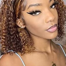 Lace front wig human hair short curly hair