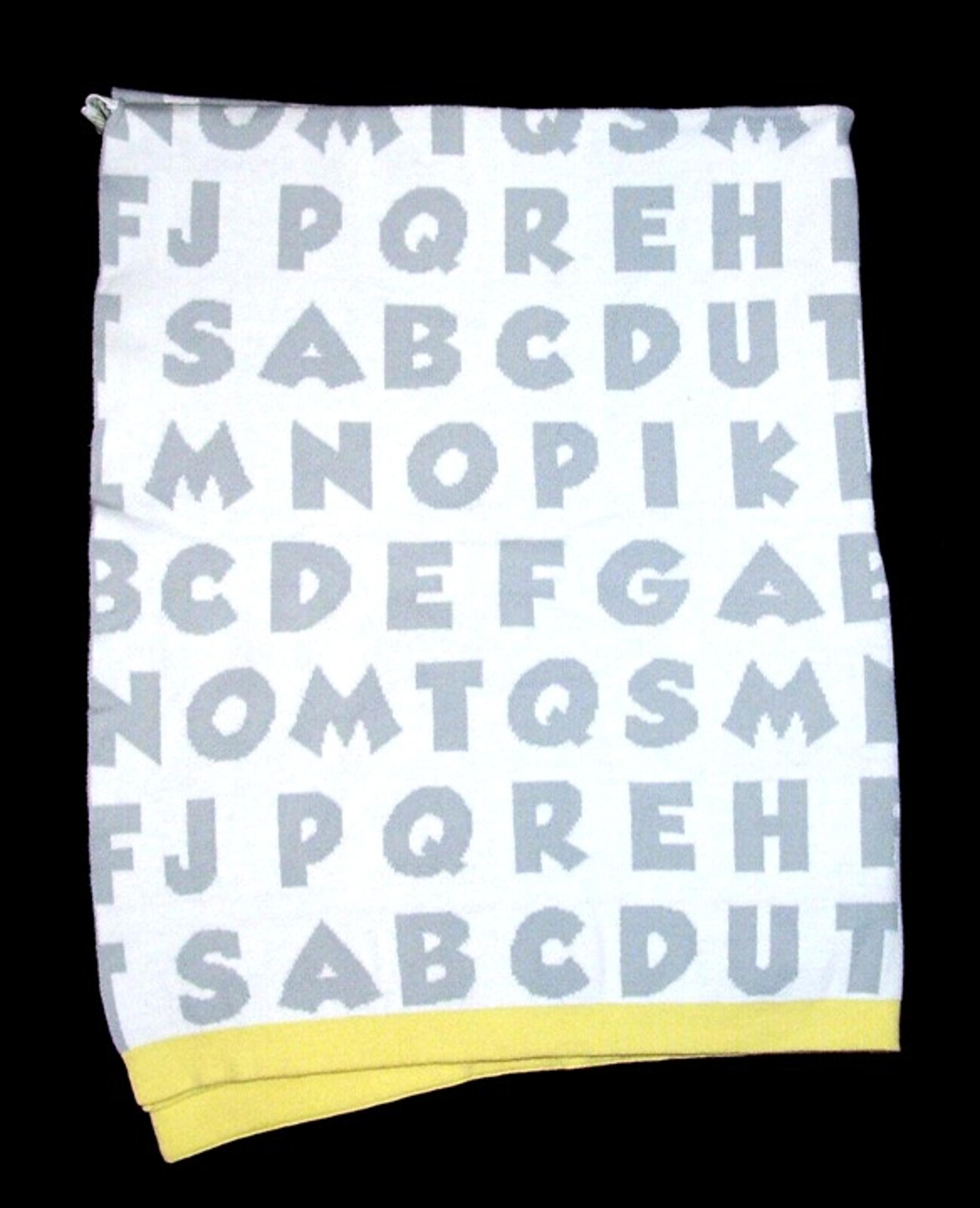 Circo Target Letters ABC Alphabet Baby Blanket White Grey Yellow Knit Security