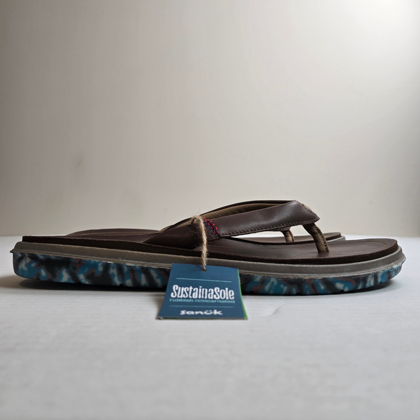 Sanuk Mens Size 13 Rippah Sustainasole x Grateful Dead Leather Sandals Flipflops