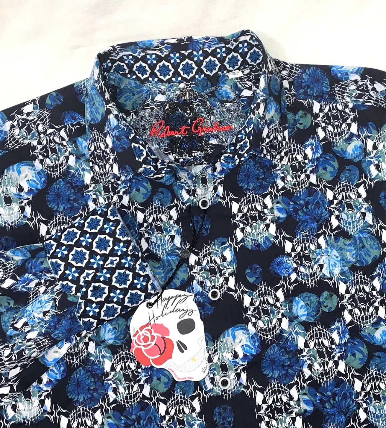 Robert Graham Alloway Button Down Shirt Skull Sz M Medium Classic Fit NWT 198