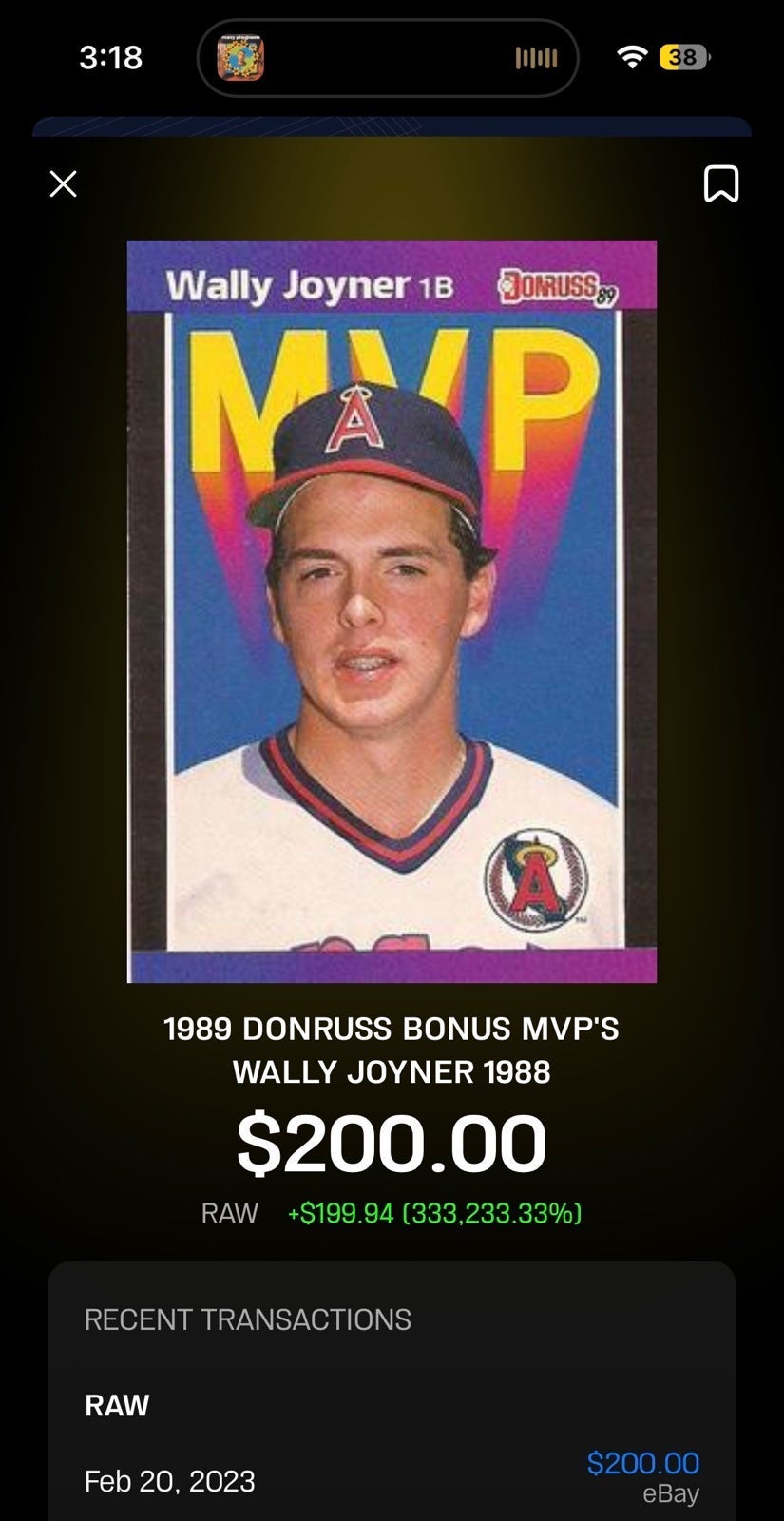 1989 Donruss Bonus MVP’S Wally Joyner