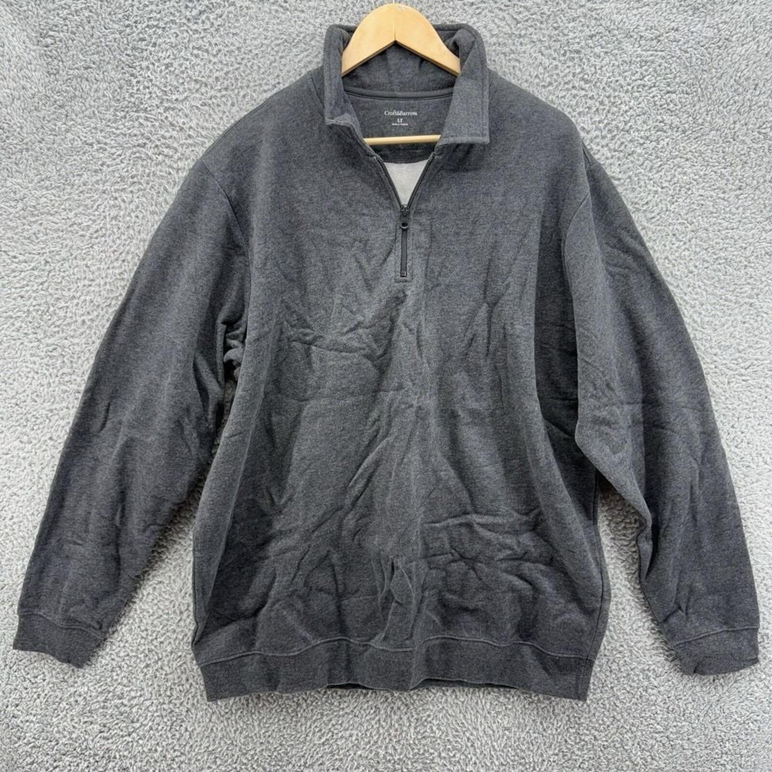 Croft & Barrow Sweater Mens Pullover 1/4 Zip Knit Charcoal Gray Size L Tall NWT