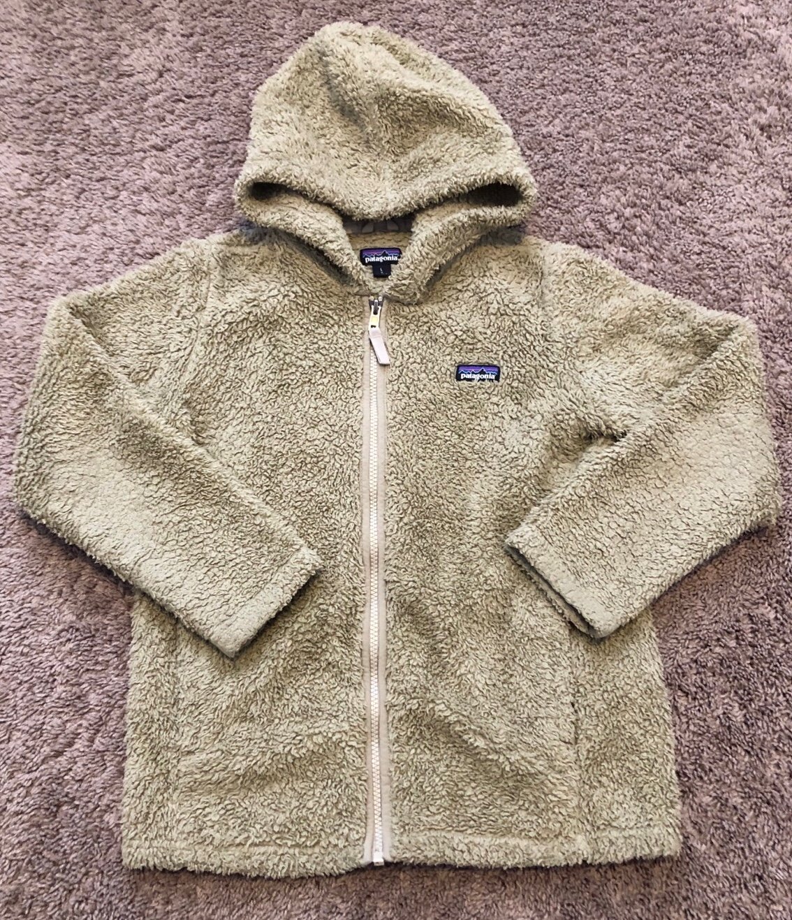 Patagonia fleece full zip jacket with hood youth size L 12