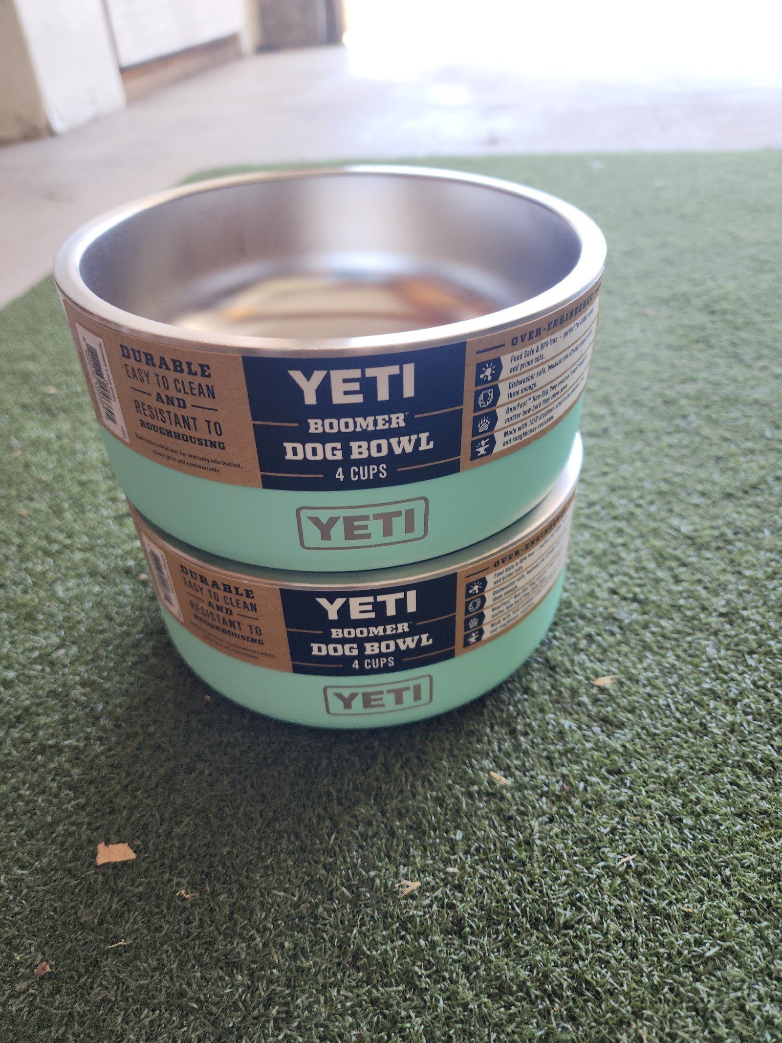 2 Yeti Boomer LIGHT TURQUOISE Stainless Steel Dog Bowls