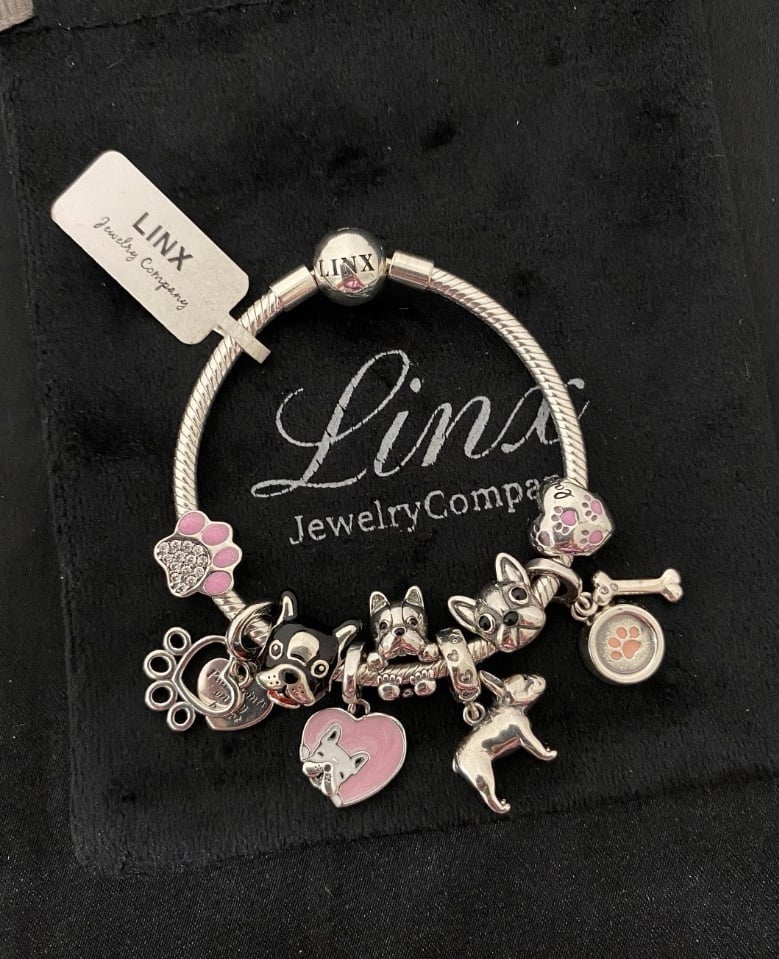 Linx Snake Chain Bracelet with French Bulldog Frenchie Themed Charms