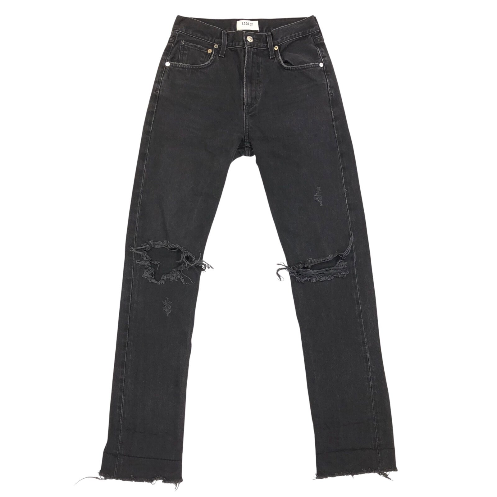 AGOLDE Cherie High Rise Straight Distressed Frayed Hem Jeans Size 25 25X31