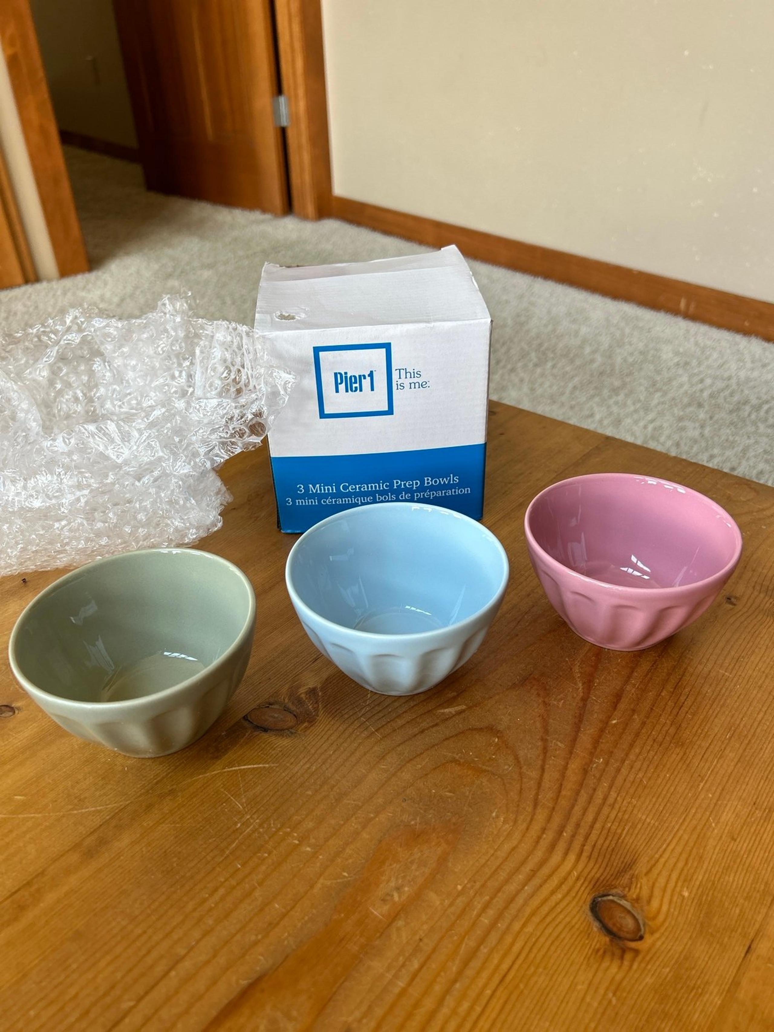 NIP Pier 1 Imports 3 Mini Ceramic Prep Bowls
