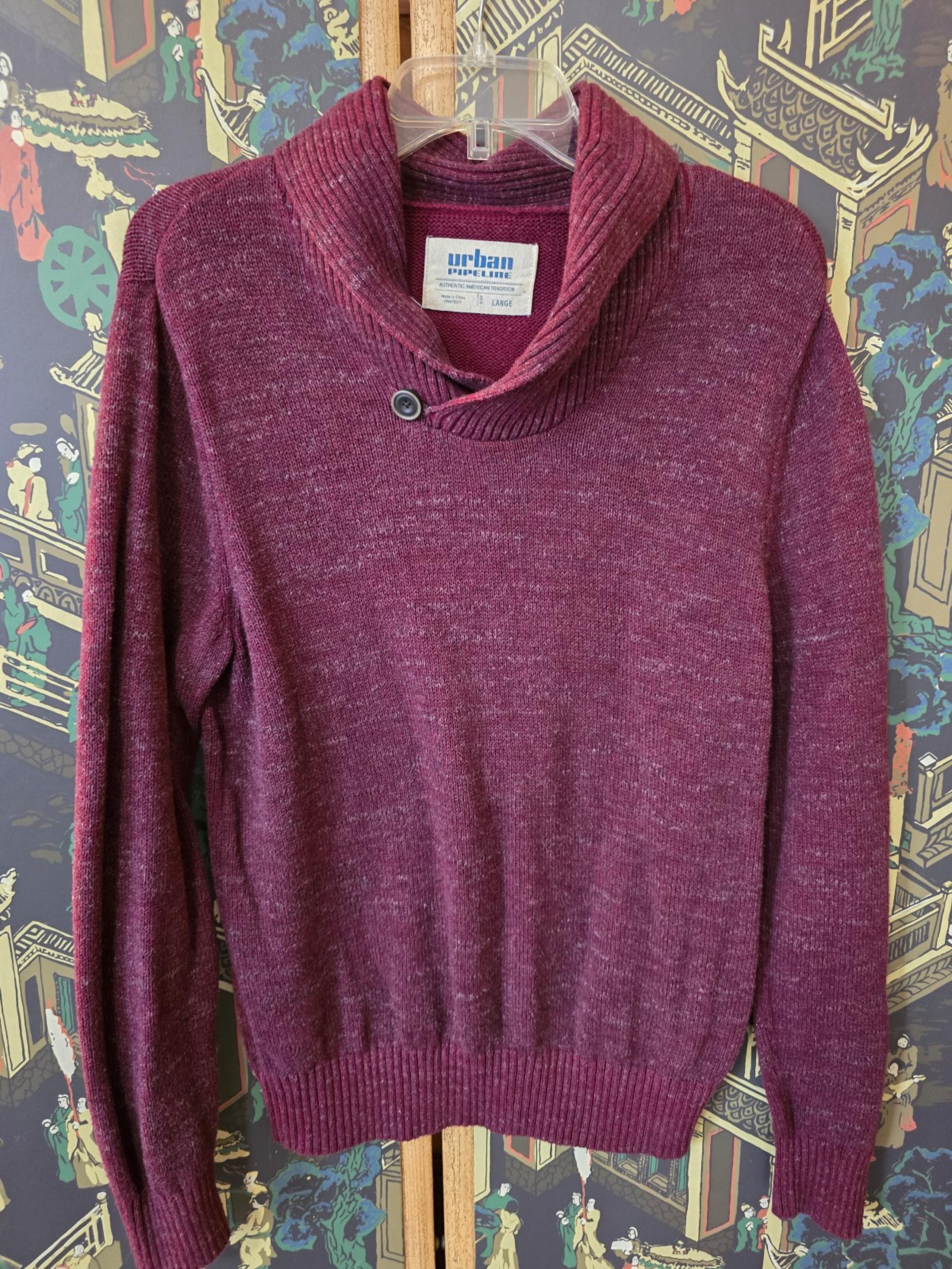 Urban Pipeline Mens Sz L Red Burgundy Long Sleeve Pullover Knit Sweater