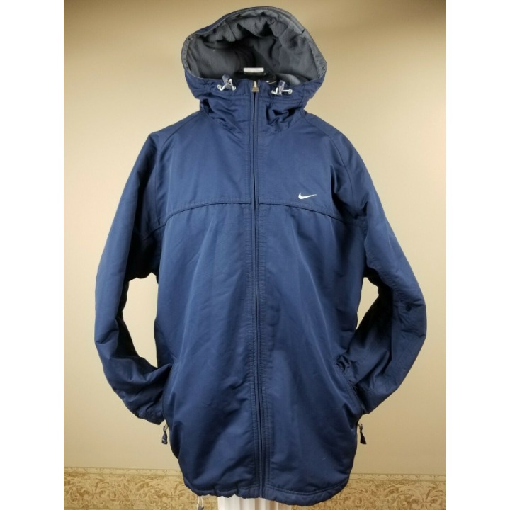 Vintage Nike Men's Blue Adjustable Long Sleeve Full-Zip Heavy Jacket Coat Size L
