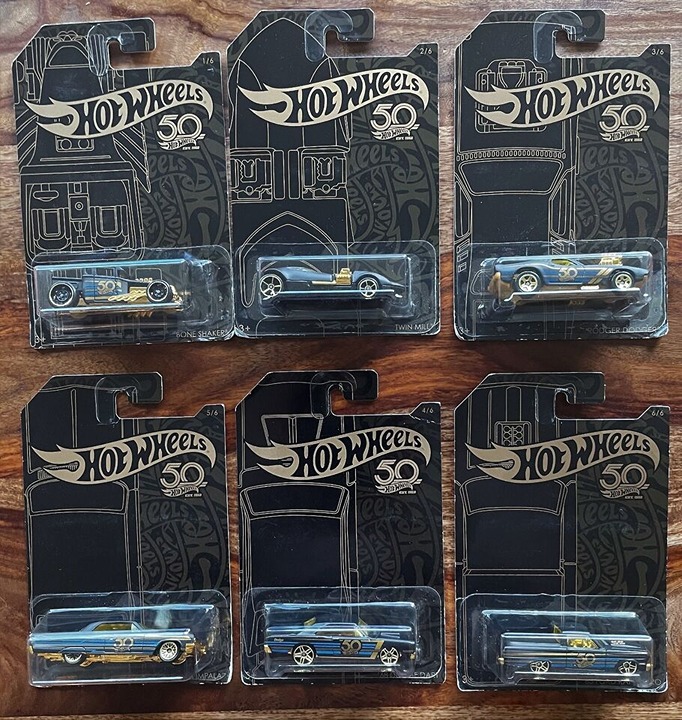 1:64 Hot Wheels 50th Anniversary Black & Gold Collection 6pcs Diecast Model Car