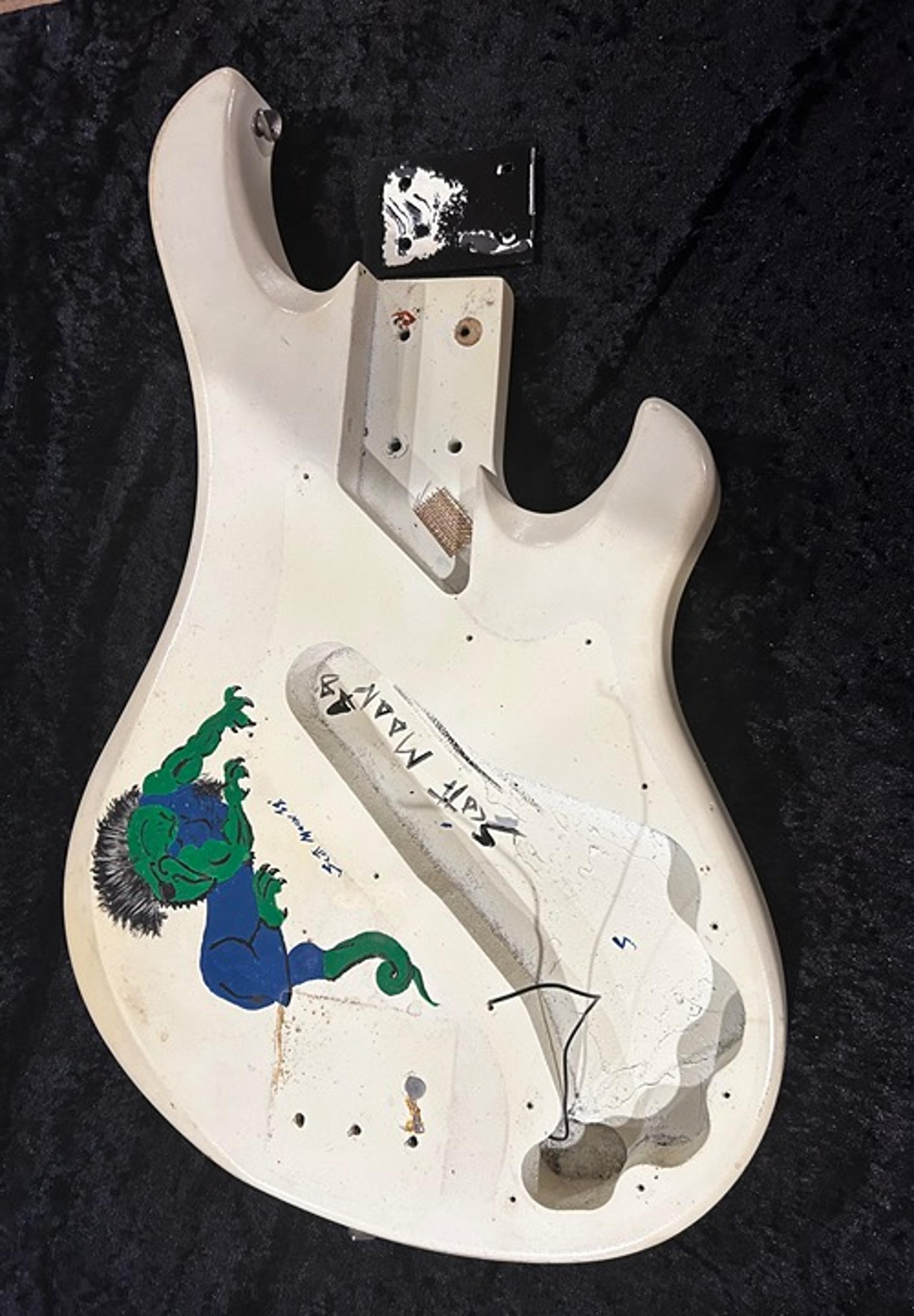 1981 Gibson Victory Standard 4-String Bass Guitar Body, Custom Paint Dragon/Dino