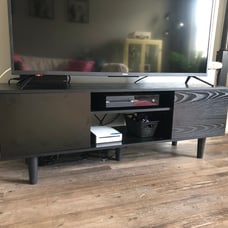 NEW Modern TV Stand for 60 inch TVs with Storage Cabinets & Open Shelf, Black