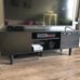 NEW Modern TV Stand for 60 inch TVs with Storage Cabinets & Open Shelf, Black