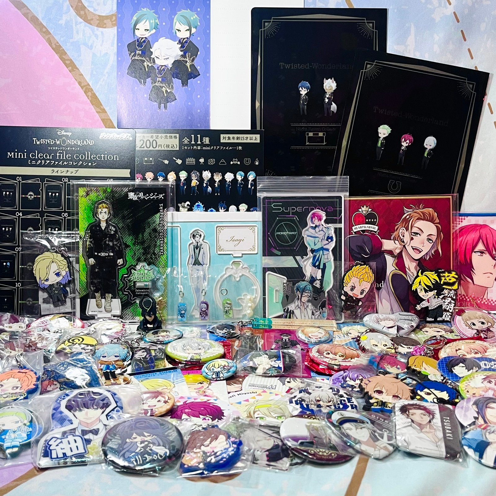 Cute Anime Boy Lot, Acrylic Figure Stands, Keychains, Pins, Clear File Folders