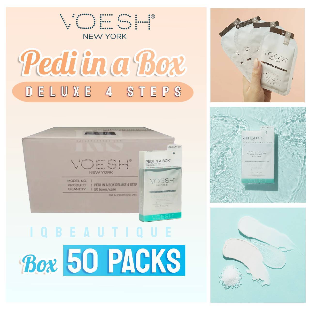 Voesh Pedi Deluxe 4 Steps (Box of 50 packs) - Unscented