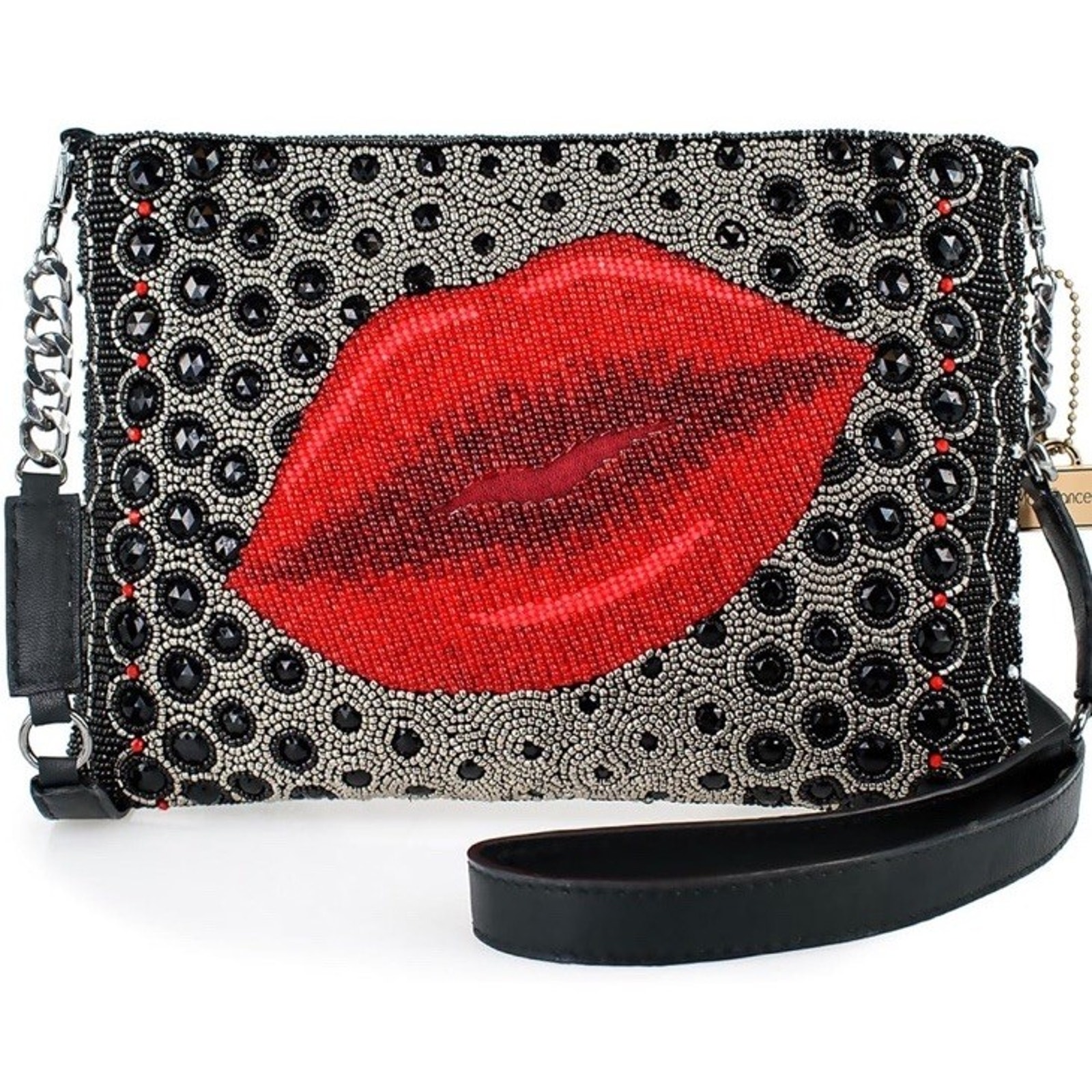 Mary Frances KISS Leather Handbag Black CROSSBODY Bag Purse NEW