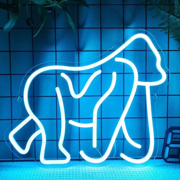 Gorillas Neon Sign, LED Animal Light for Home, Room & Party Décor and for Gifts