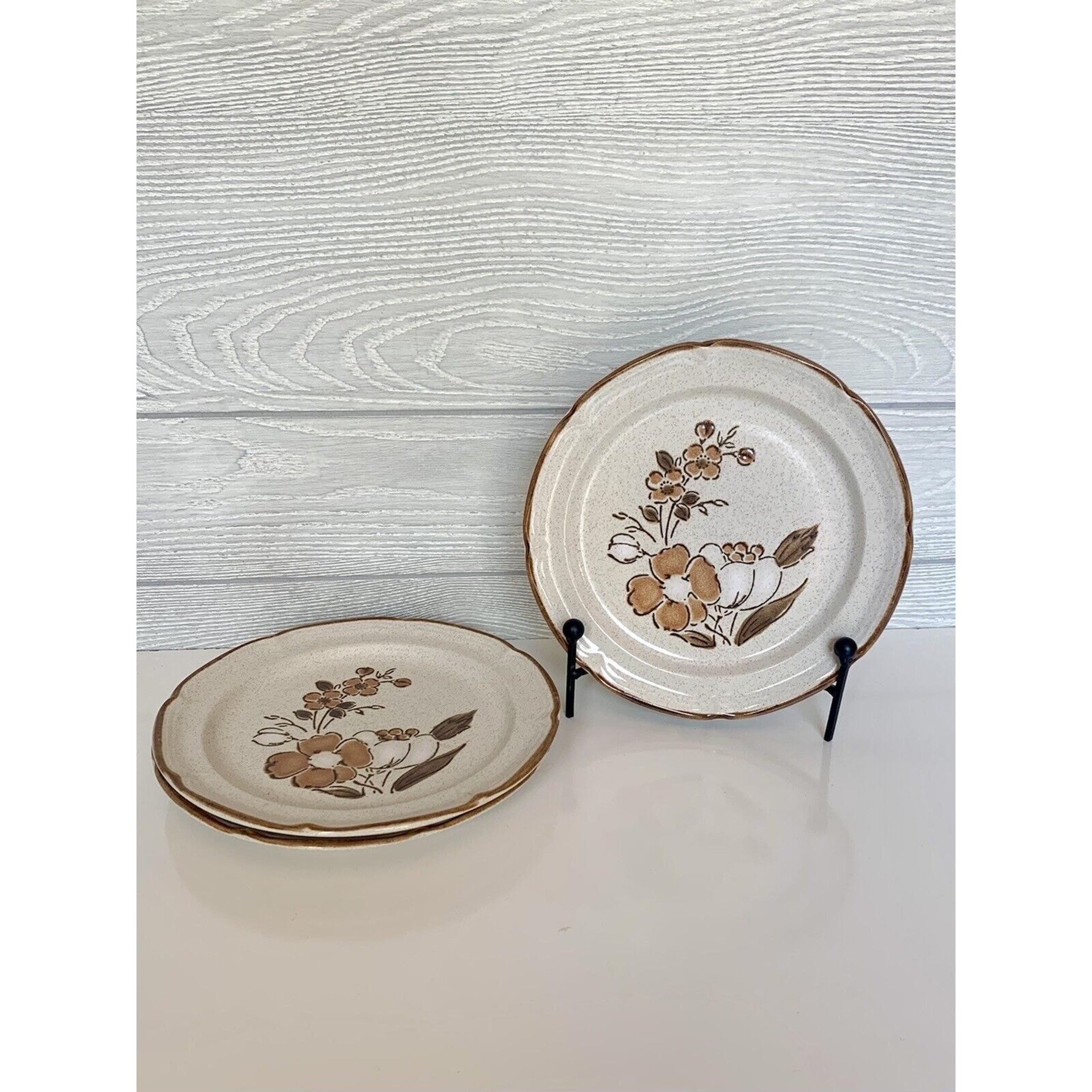 Baroque Autumn Fair Stoneware Floral Hearthside Salad Plates Lot Of 3