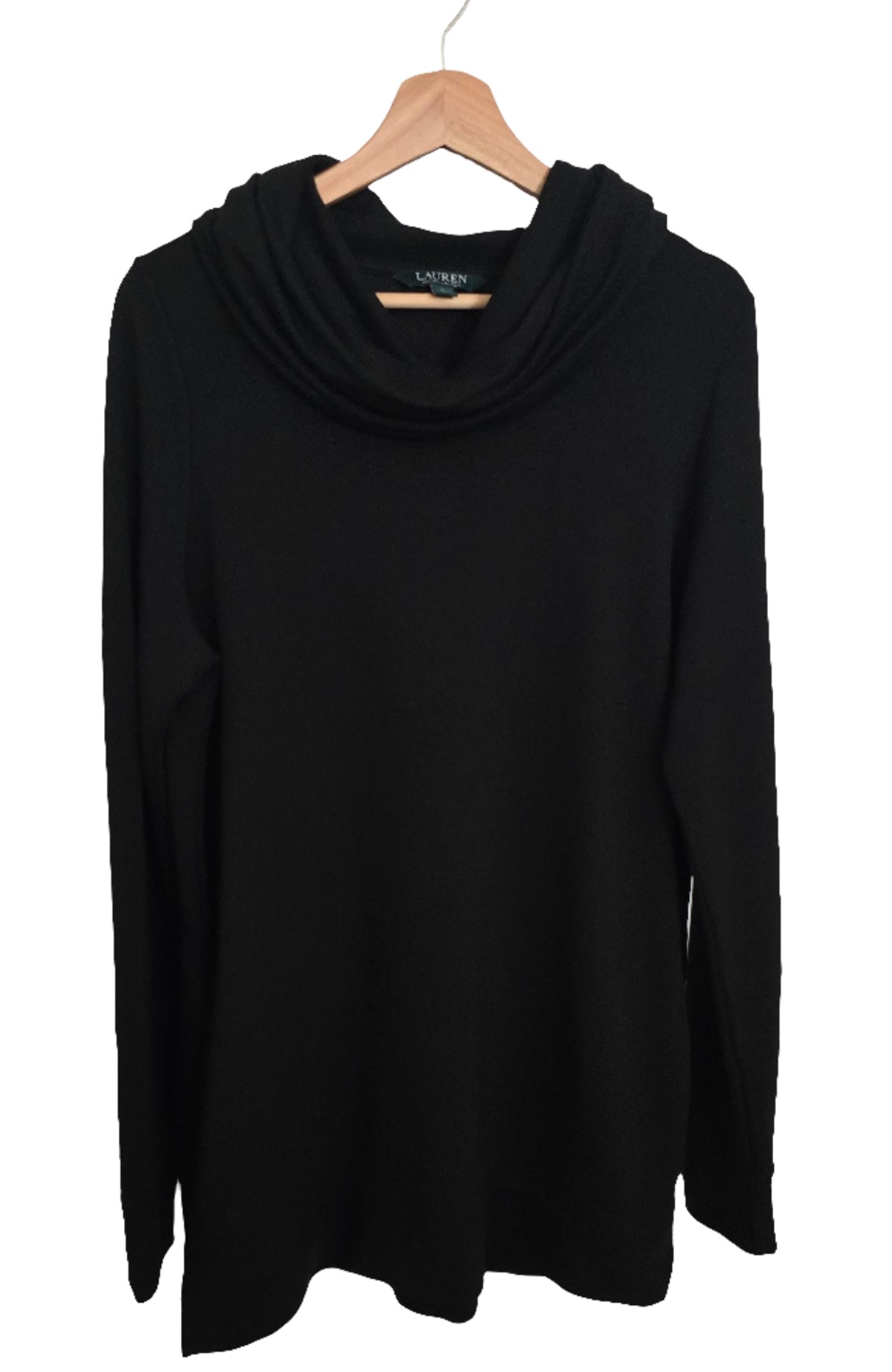 Lauren Ralph Lauren Women’s Black Cowl Neck Top with Pockets - Size L