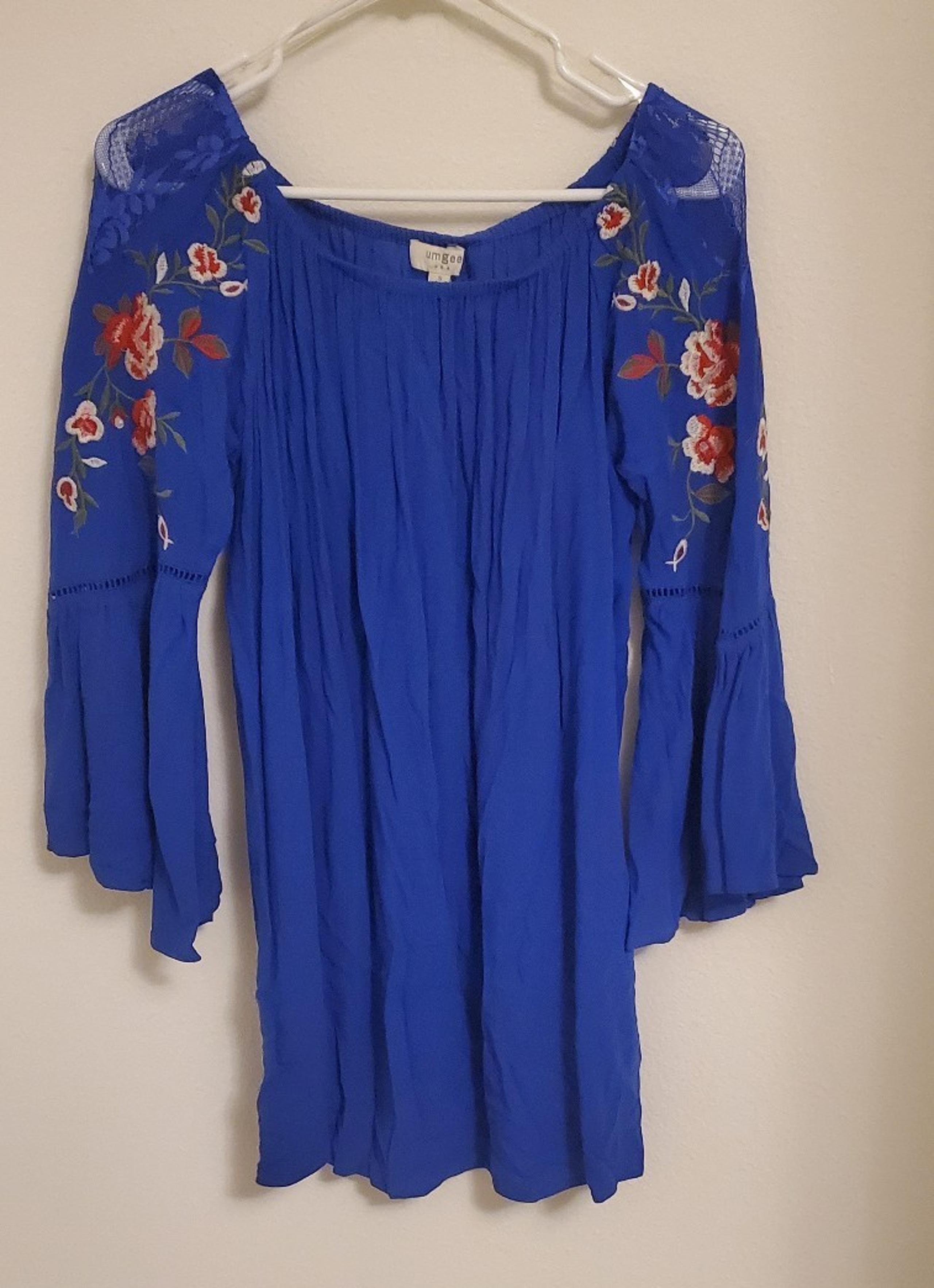 Umgee Women's Peasant Boho Floral Blouse Size Small